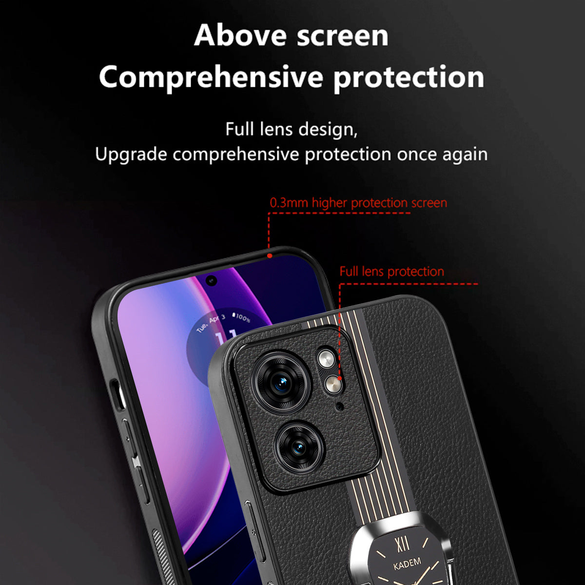 KADEM For Motorola Edge 40 5G Cover Folding Kickstand PU+TPU+Acrylic Mobile Phone Case KADEM For Motorola Edge 40 5G Cover Folding Kickstand PU+TPU+Acrylic Mobile Phone Case